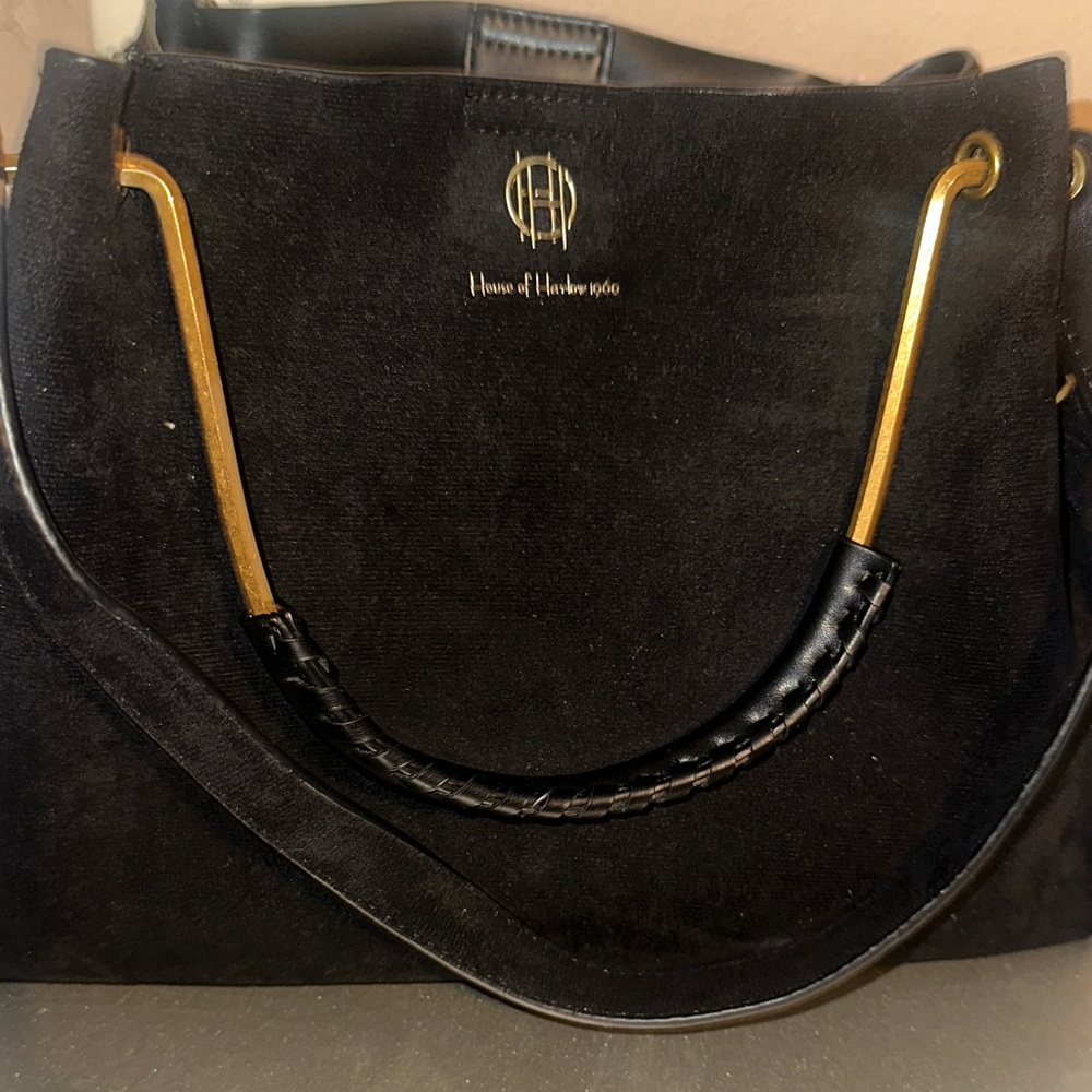 House of Harlow 1960 Black and Gold Shoulder Bag